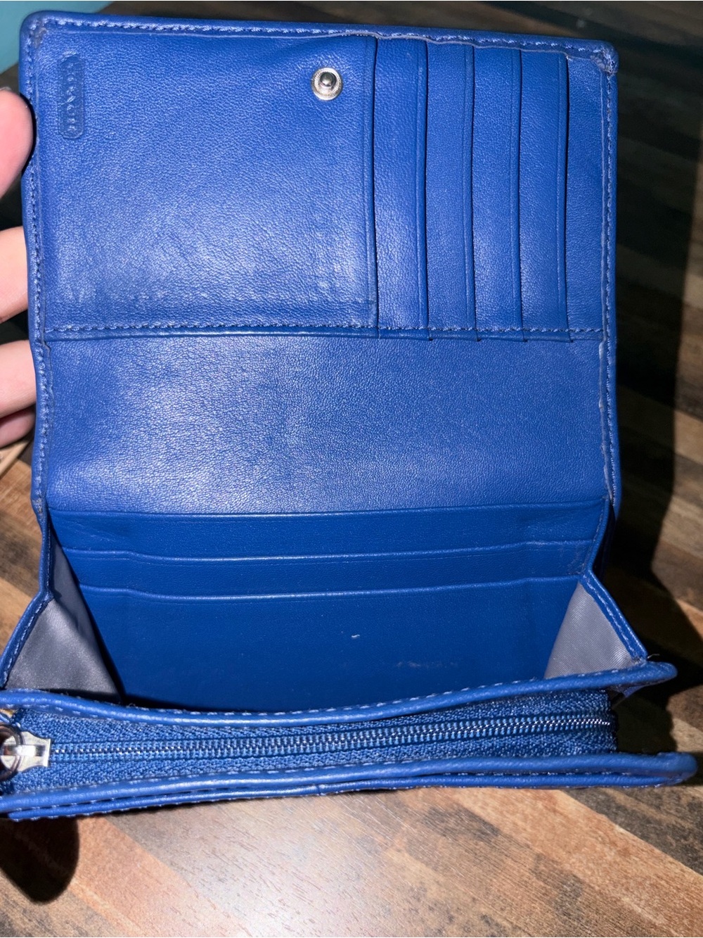Coach Cobalt Blue Leather Compact Wallet - Picture 4 of 6
